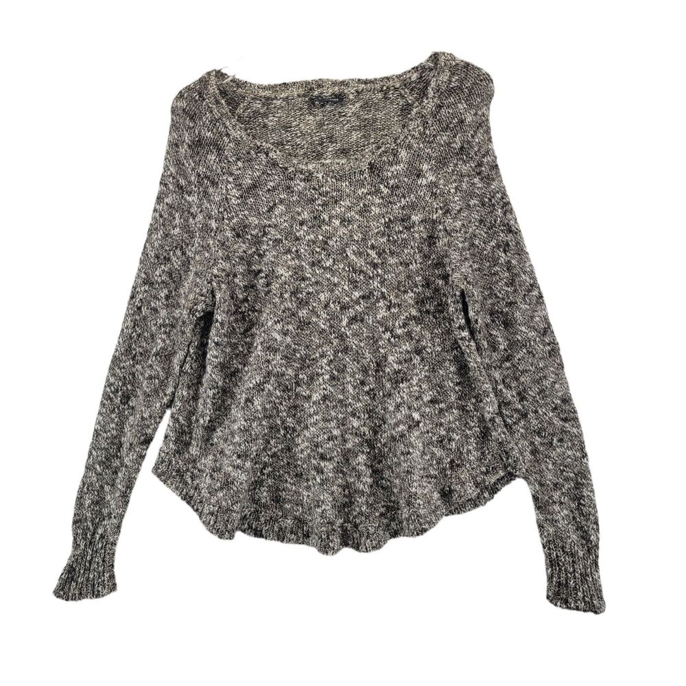 Eileen Fisher‎ Linen Blend Sweater Size Medium Brown Ivory Marled Textured Knit
